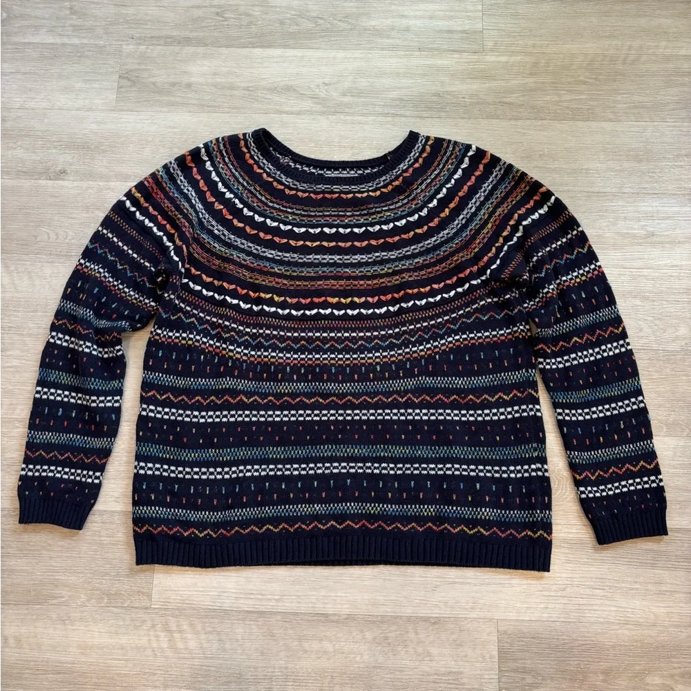 Bass Fair Isle Navy Multicolored Winter Long Sleeve Sweater XL